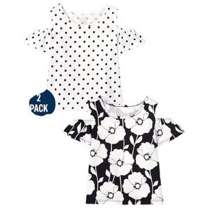 The Children’s Place Girls Floral Polka Dot Cold Shoulder Ruffle Top 2-Pack